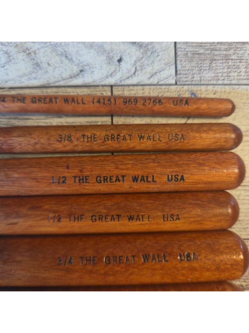 6 Stencil Brush Set The Great Wall 4 and 2 Used 5"-6" Long Handles - Picture 2 of 9